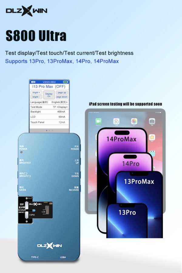 s800 ultra lcd screen tester machine for iphone 13 pro 13 pro max 14 pro 14 pro max for ipad